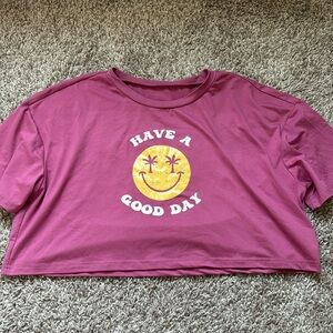 Purple cropped palm tree eye smiley face🤩🌴